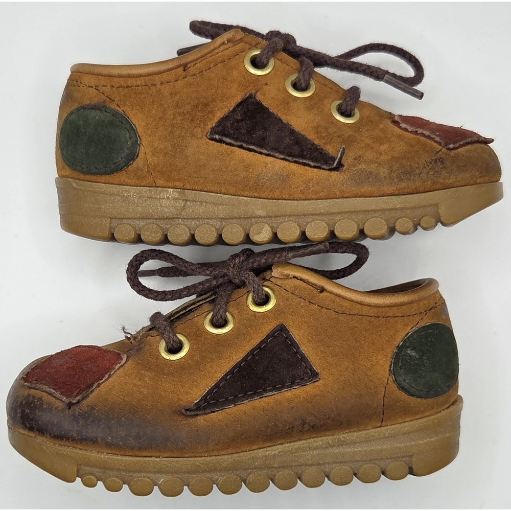 Vintage Baby Shoes 50s 60s 70s Brown Leather